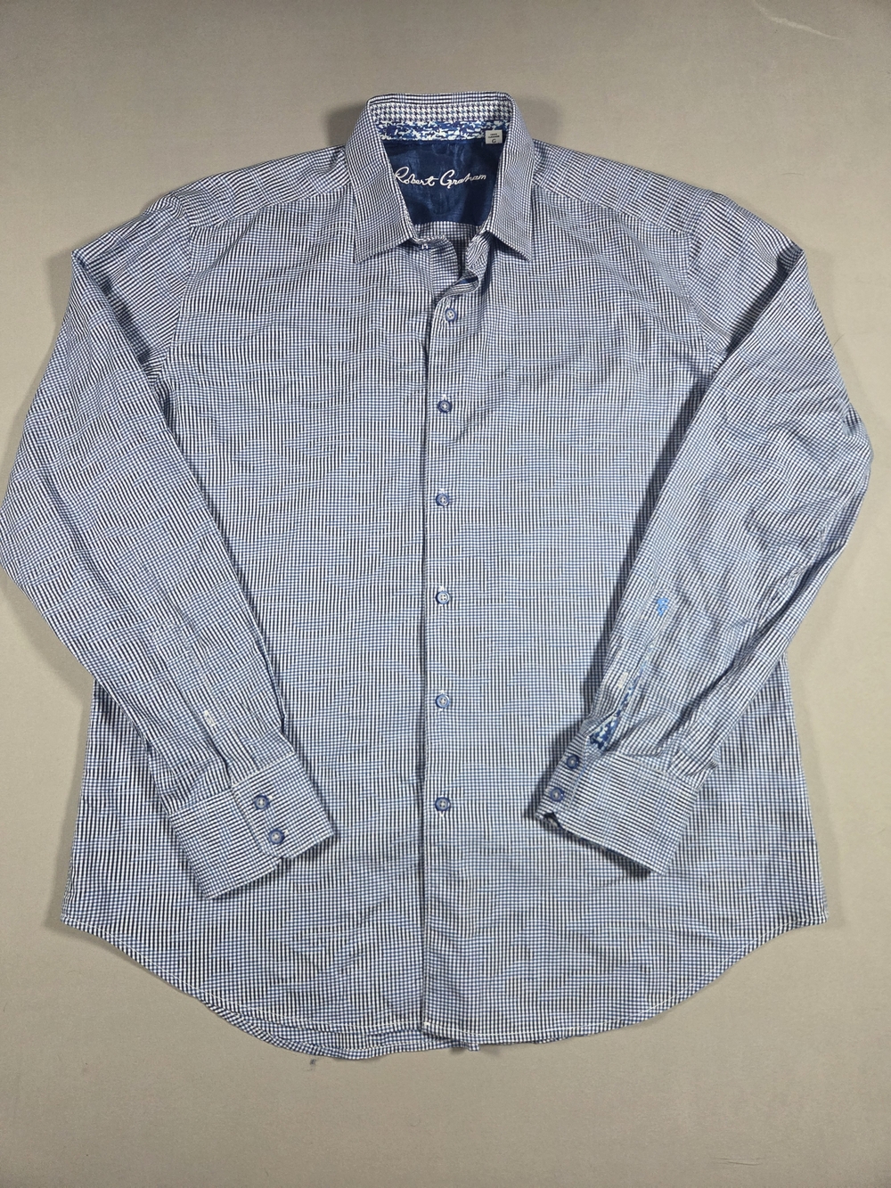 Robert Graham Men’s Blue Camo Long-Sleeve Dress Shirt Size Large